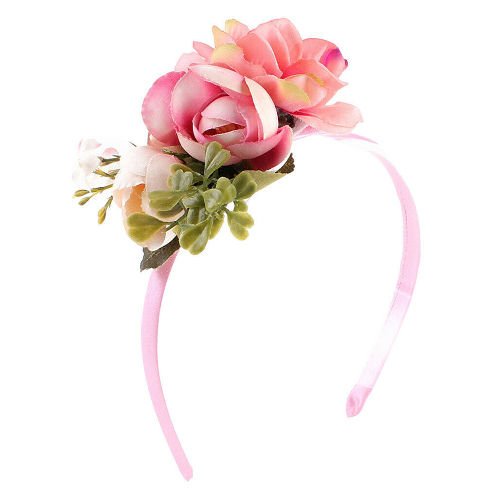 Handmade bride Floral Flower Crown Headband Garland Hair Accessories Pink