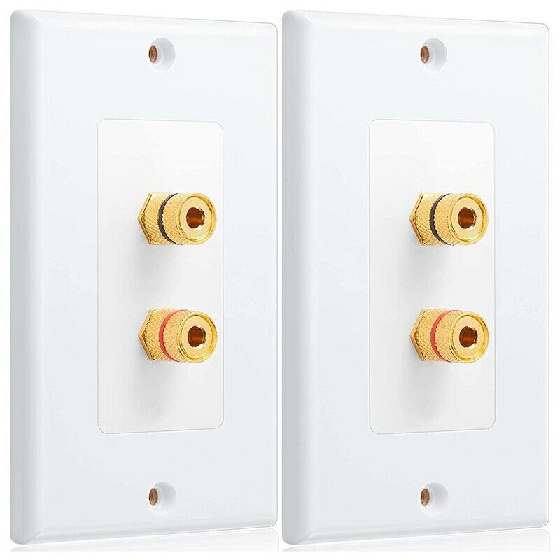 2 Pack Single Gang 1.0 Speaker Wire Wall Plate (Banana Plug Wall Plate) for 1.Z8