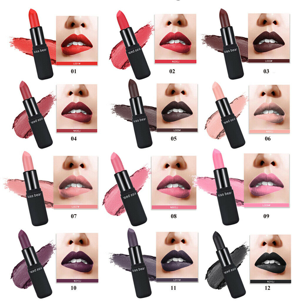 3 Colors Cosmetic Matte Lipstick Makeup Set Long Lasting Lip Stick #1#2#3