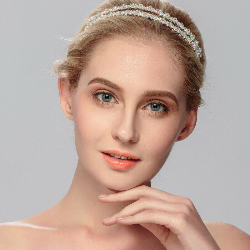 Bride Headband Tiara Bridal Crown Handmade Crystal Double Layer Wedding Hair  Tt