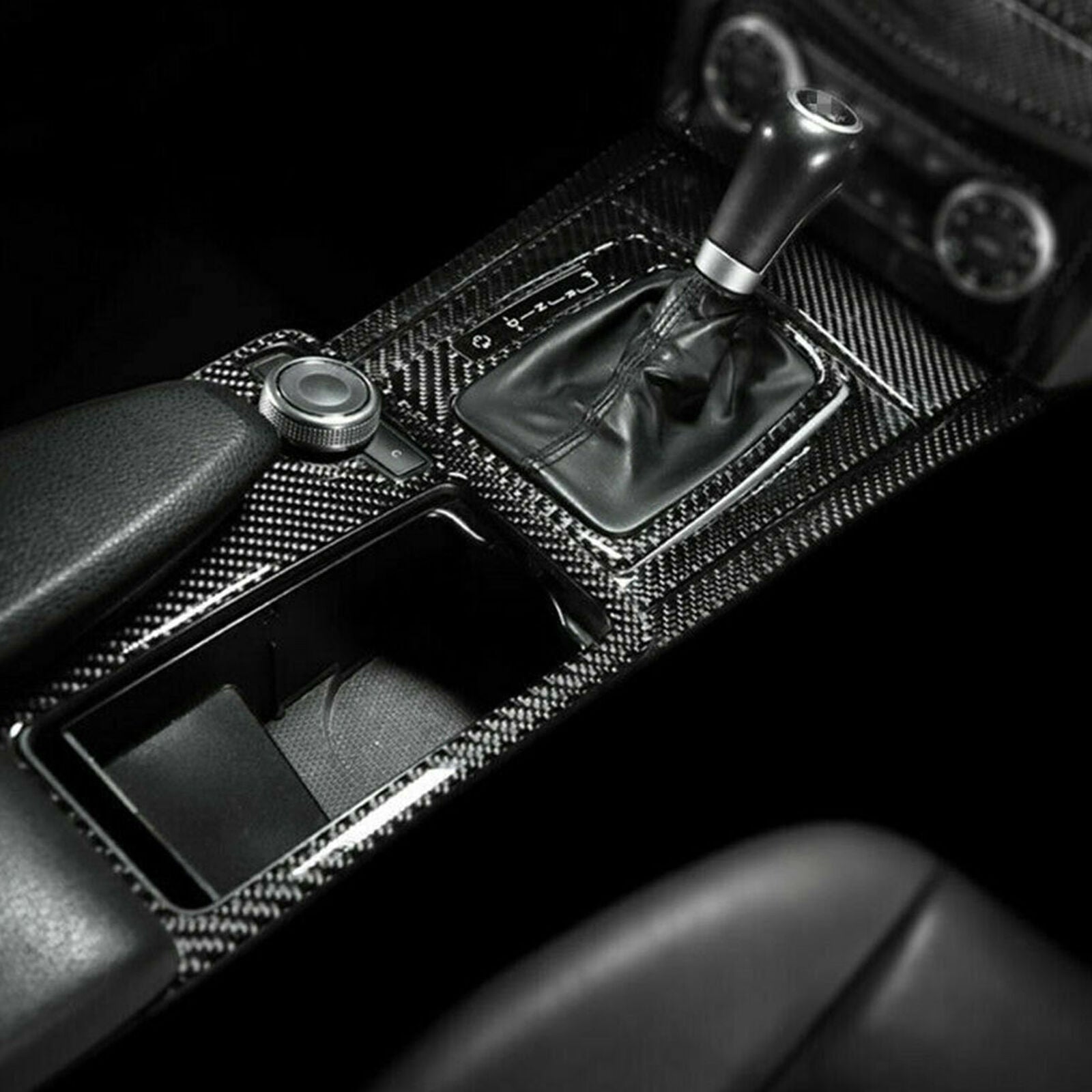 1 Set Carbon Fiber Gear Shift Panel Cover Trim For Mercedes Benz W204 2007-2013