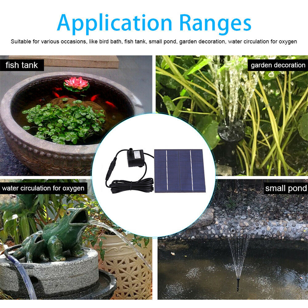 Solar Pond Pump Power Fountain Submersible Water Garden Pool Feature Kit Panel