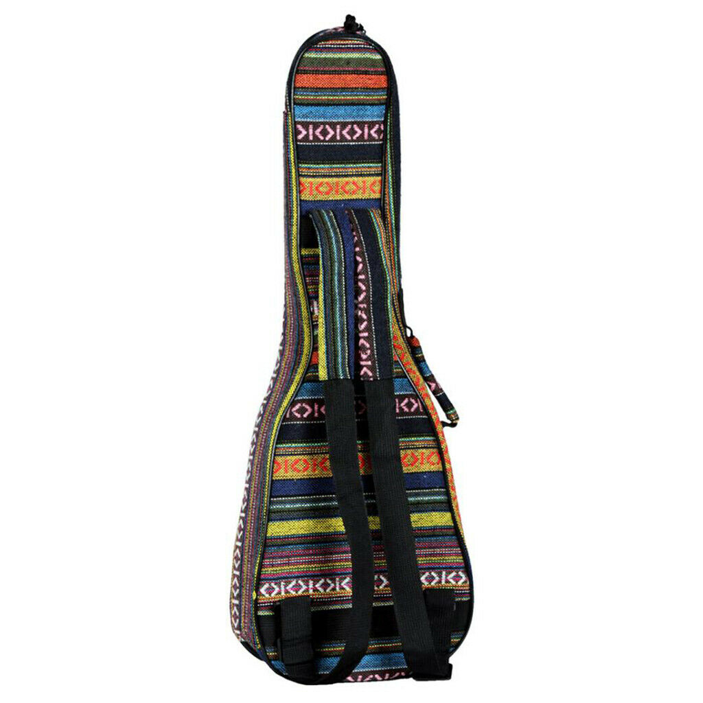 Folk Stripe Style Padded Case for Ukulele Guitar Back Strap