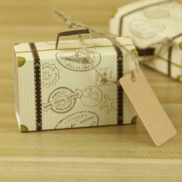 50 Pieces Kraft Paper Bon Voyage Suitcase Candy Boxes Party Gifts