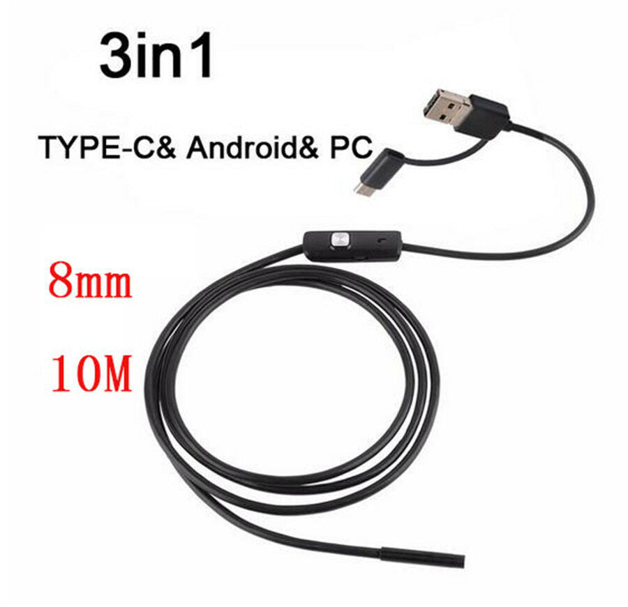 3in1 8mm 10M 67° 6LED Android Endoscope HD Inspection Camera for Auto Business