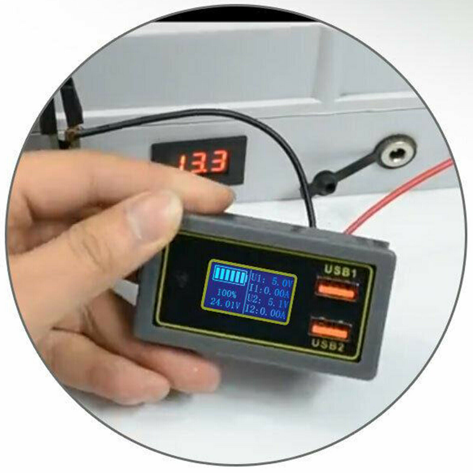 Multifunction Battery Monitor Meter LCD Display Digital Voltmeter for