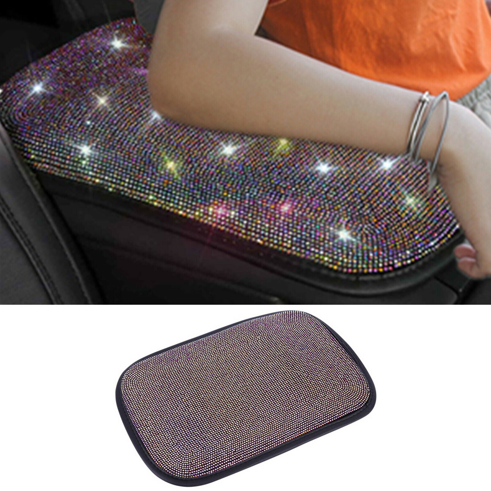 Car Armrest Pad Cover Center Console Box Cushion Mat Fancy Diamond For Women CN