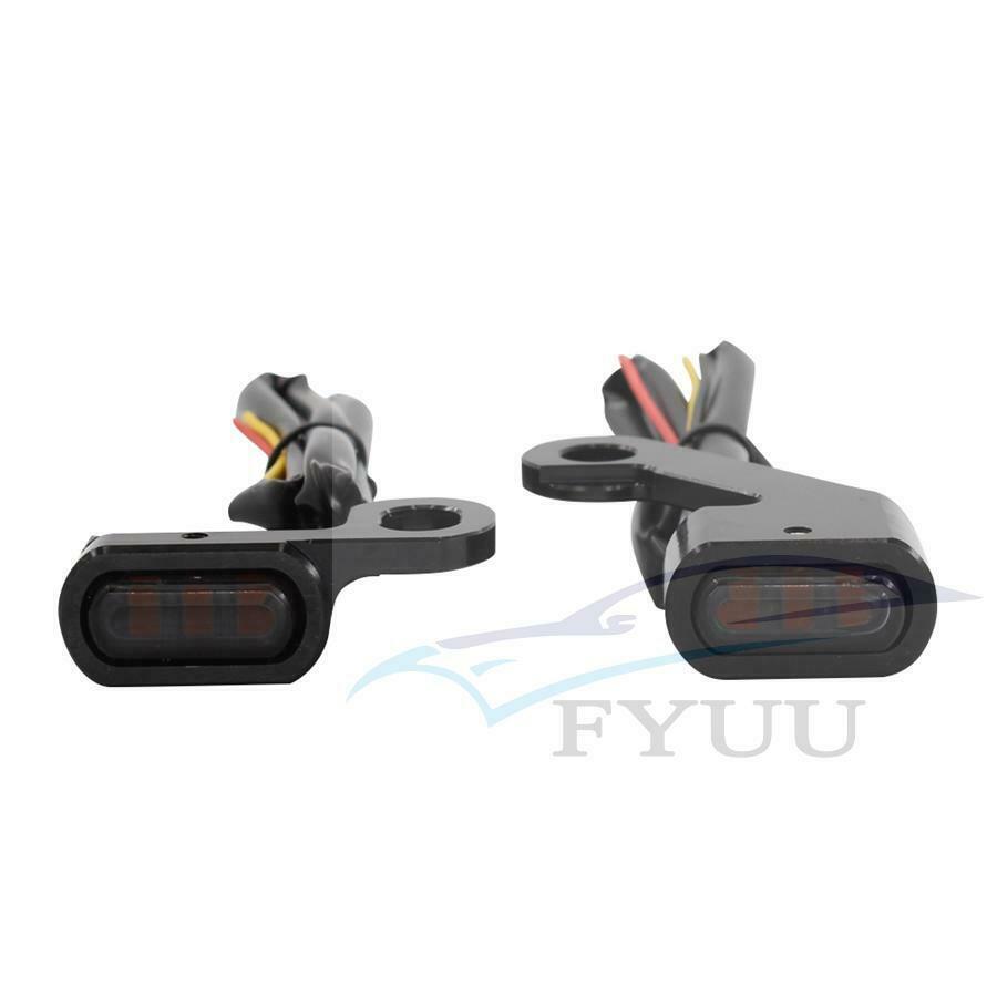 2X Motorcycle Amber LED Mini Turn Signal Indicator Running Light Lamp Full BLACK