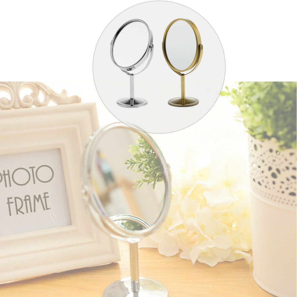 2 lot Double Sided Oval Normal Makeup Cosmetic Shaving Mirror w/ Metal Frame