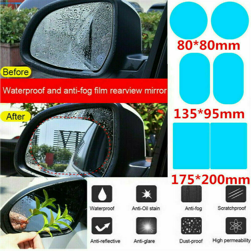 4 Pc Car Rearview Mirror Rainproof Anti-fog Stickers Protective Film Rain Shield