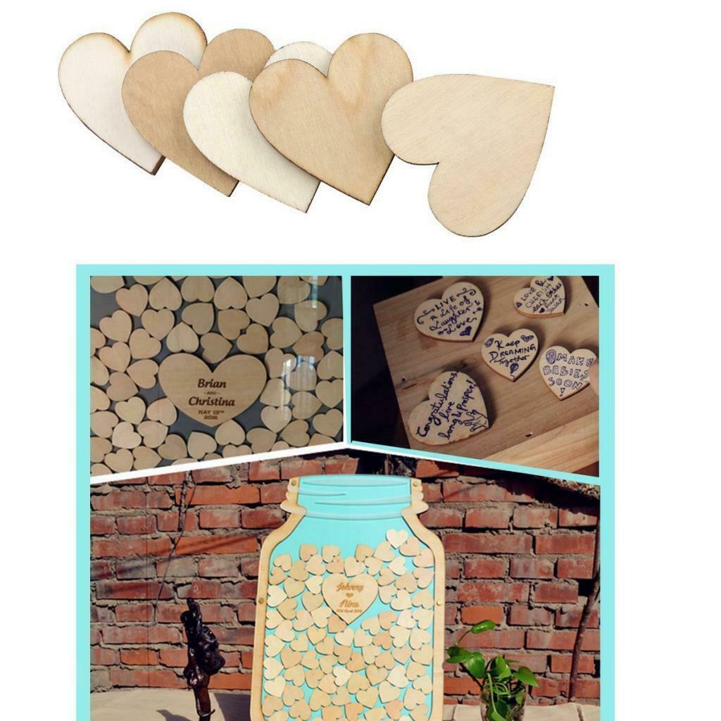 100pcs Wooden Heart Gift Tag Ornament DIY Crafts for Decoupage, Engravings