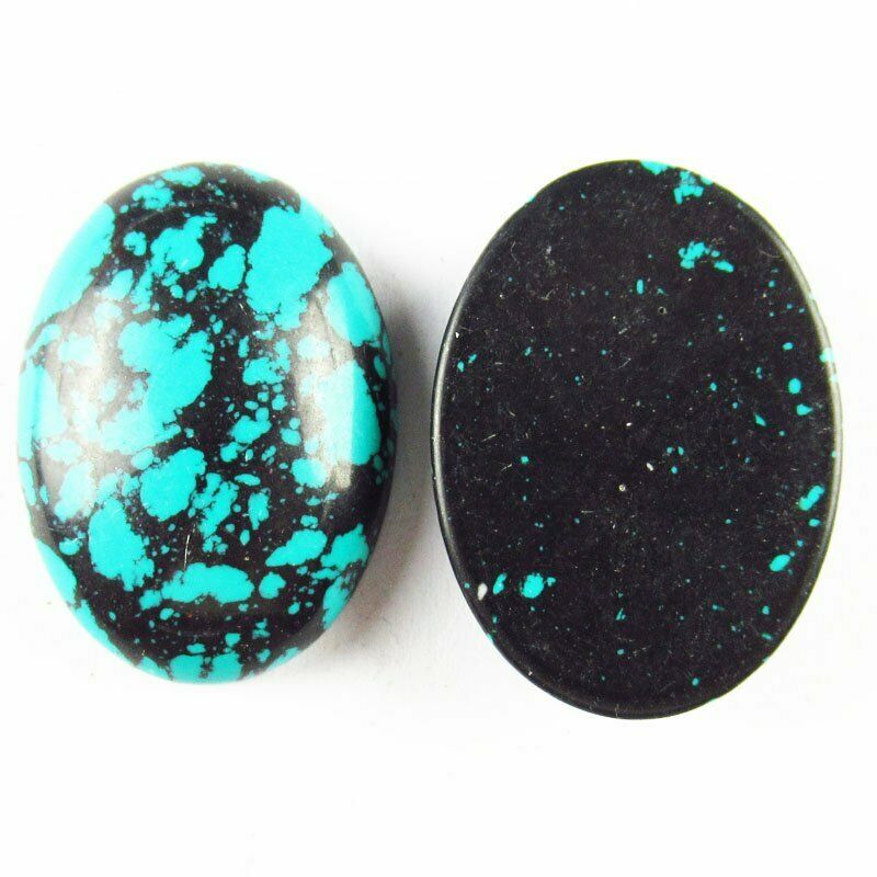 8pcs 25x18x6mm Blue Black Turquoise 31g Oval Cab Cabochon A-265JM