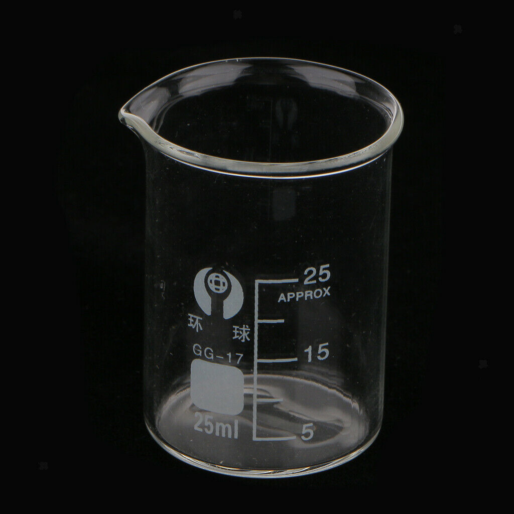Glass Beaker 5 10 20 25 50ml Borosilicate Measuring Chemistry Glassware