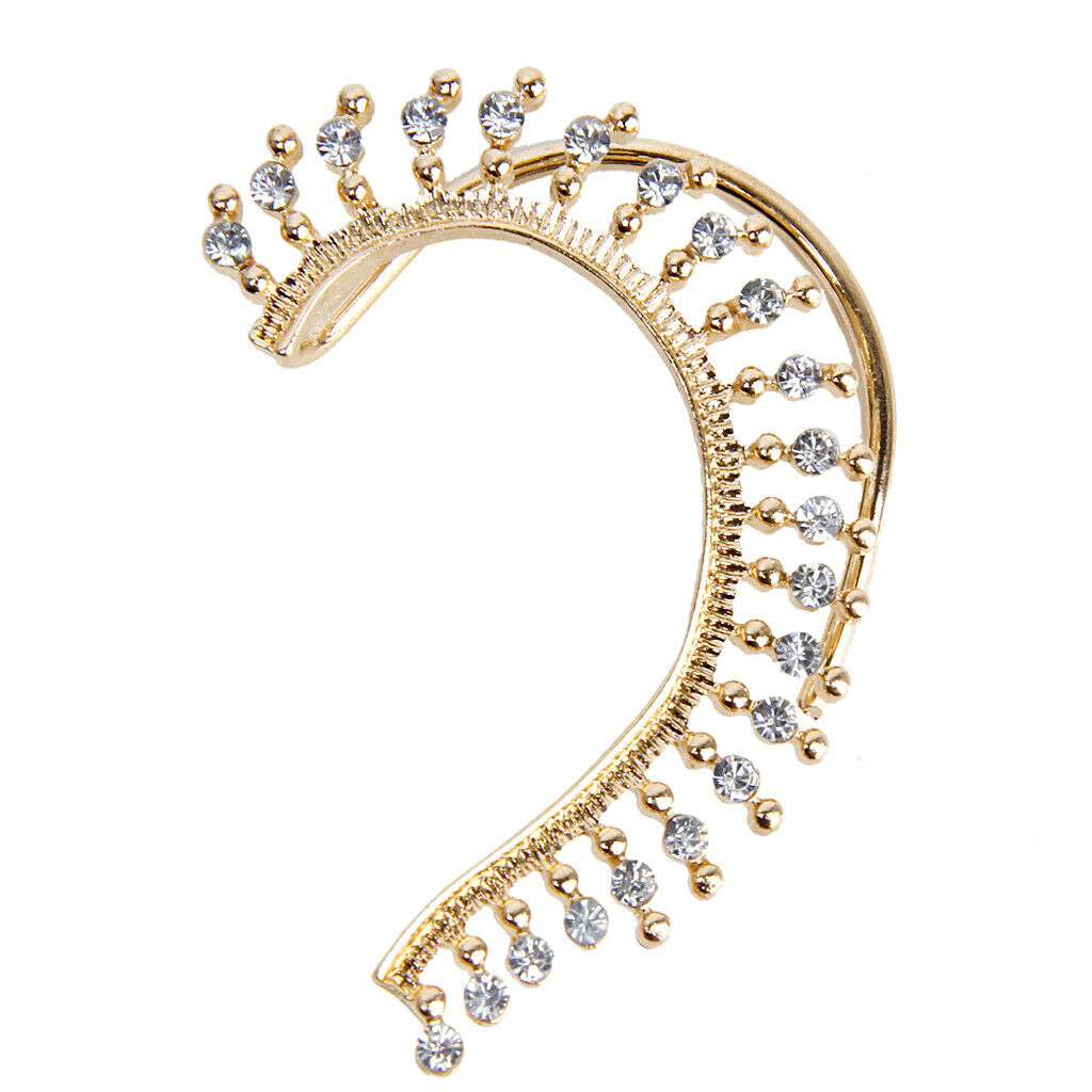 1PC Rock Punk Clear Rhinestone Decor Ear Cuff Wrap Earring for Left Ear
