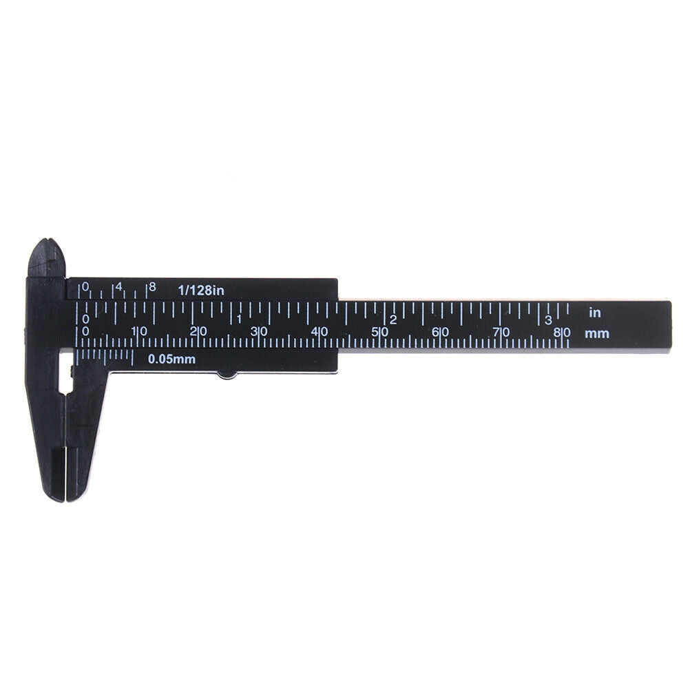 1x Mini sliding vernier caliper plastic measure ruler gauge double scale 80mm WF