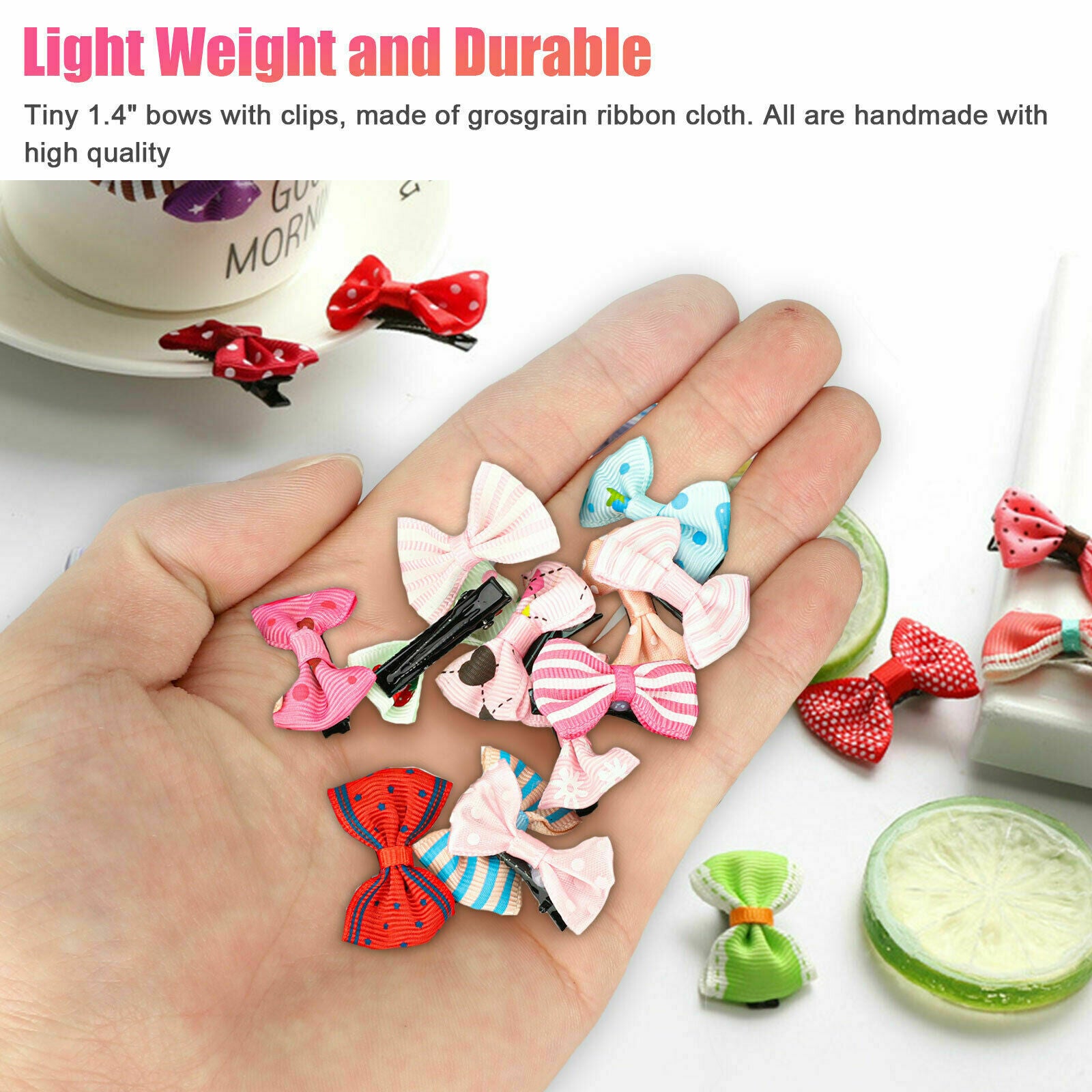40x Handmade Bow Hair Clip Alligator Clips Girls Ribbon Kids Side Boutique