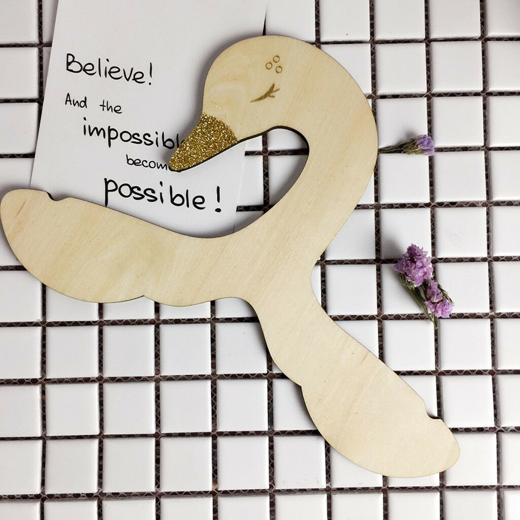 2pcs Swan Pink Bowknot Baby Kid Room Nursery Wooden Coat Clothes Hook Hanger