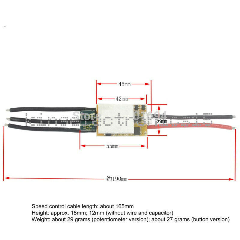 DC 12V 3-phase Brushless Hallless Motor Pump Driver ESC Speed Controller