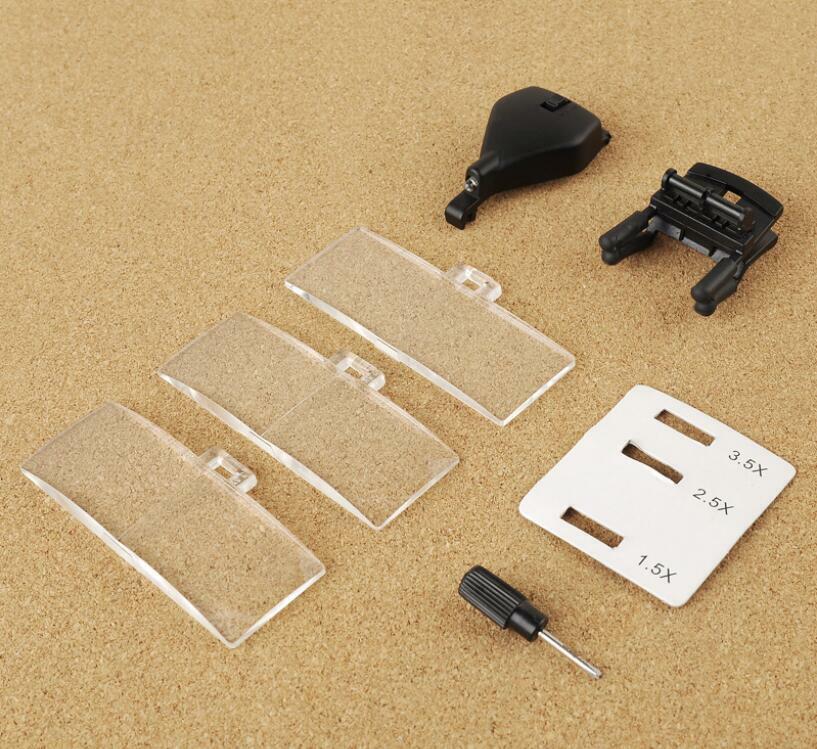 1.5X,2.5X,3.5X 3 Lens Clip-on Eye Glasses Magnifying Glass with LED Light