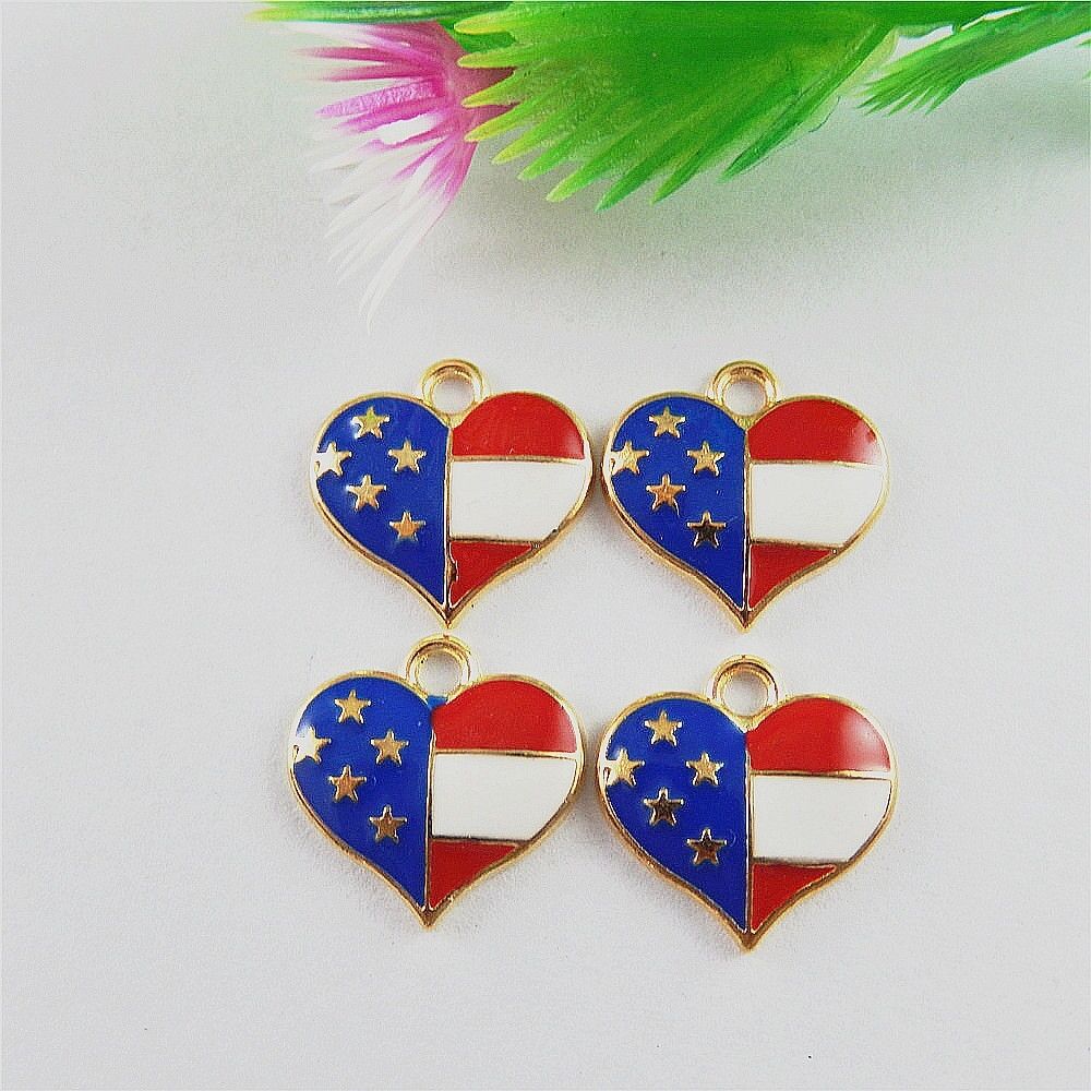 20pcs Enamel Alloy Love Heart Charms Pendant Necklace Jewelry Making 51532