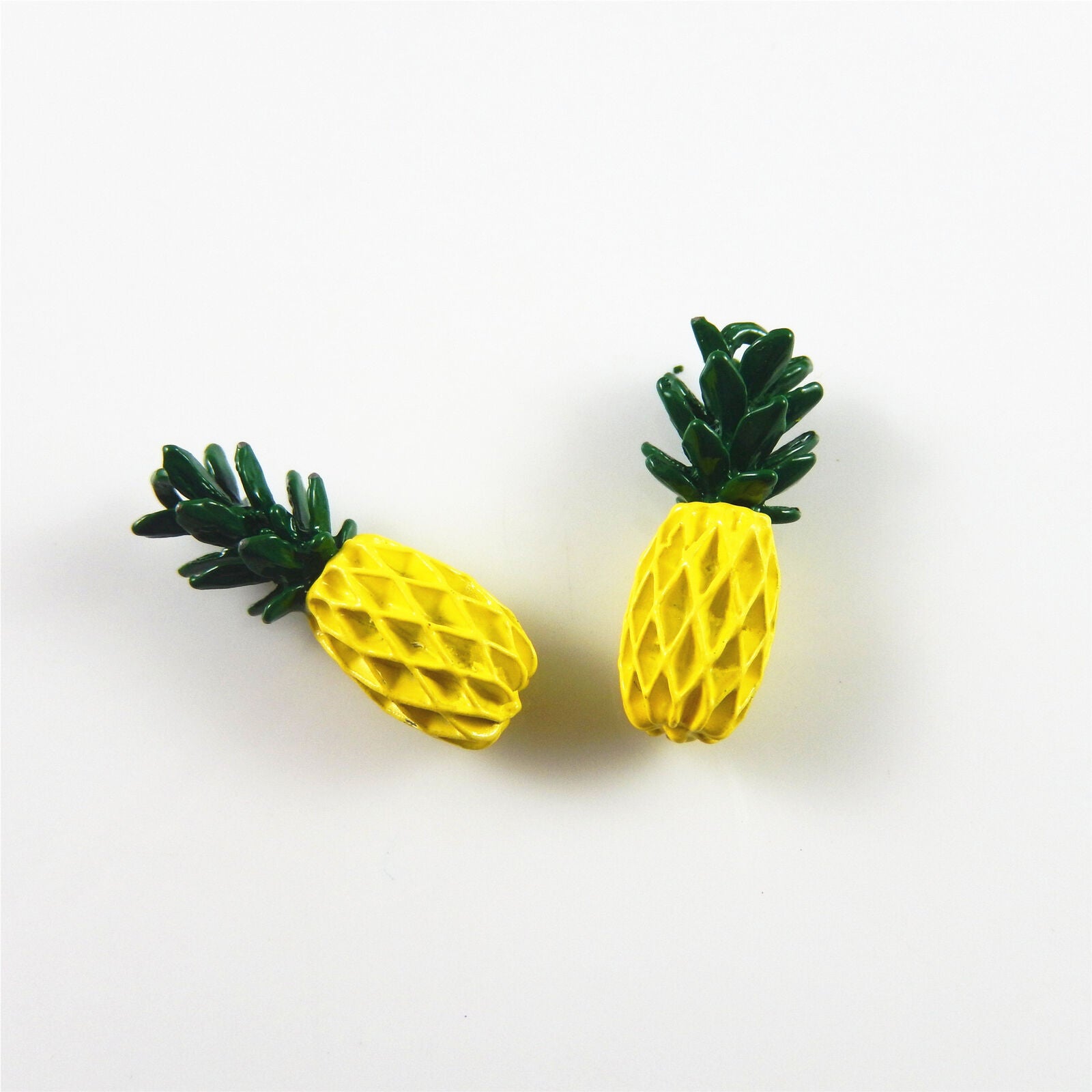 10 pcs Painted Yellow Pineapple Fruit Charm Pendant Findings 22x9 mm #52988