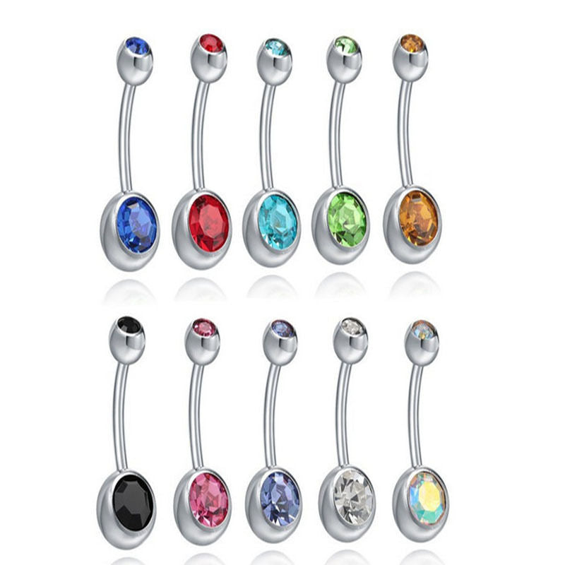 Hot 10X Rhinestone Crystal Belly Button Ring Navel Bar Body Piercing Jewelry