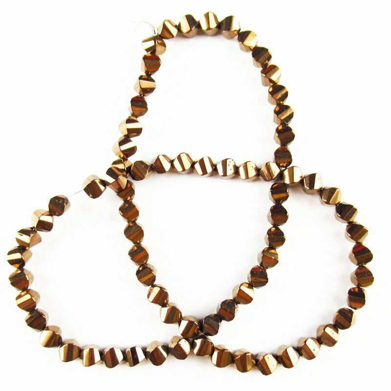 5x5mm Faceted Coffee Hematite Drum Pendant Loose Bead 15.5 inch A-377TS