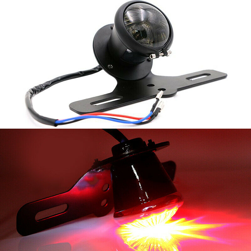 Retro Motorcycle Bikes Aluminum Alloy Tail Brake Light LED+License plate Bracket