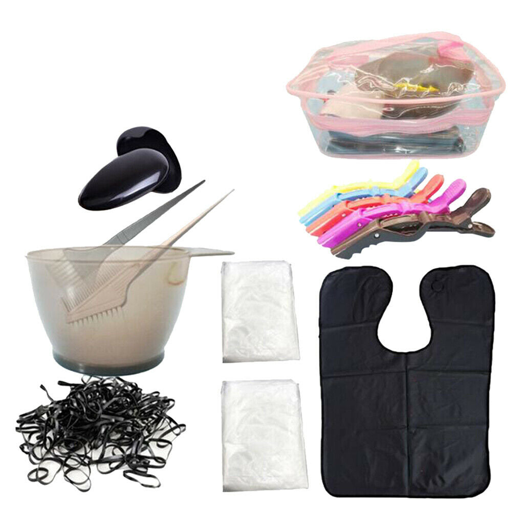 15Pcs Hair Coloring Tools Dye Comb Disposable Mixing Bowl Hair Clips Set