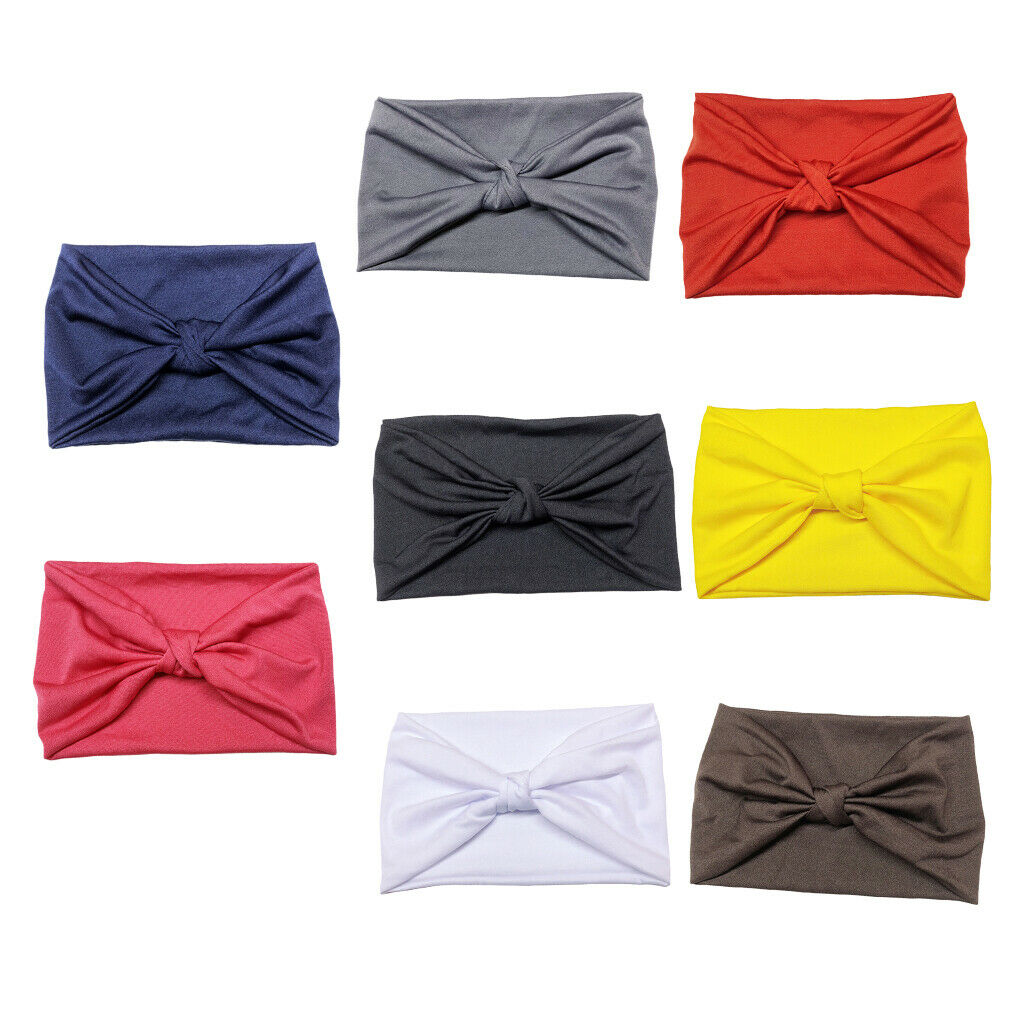 8pcs Women Sports Yoga Wide Head Wrap Headband Elastic Hair Band