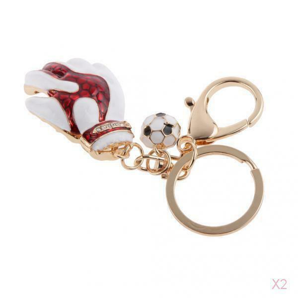 2x Crystal Rhinestone Goalkeeper Glove Bag Pendant Car Keychain