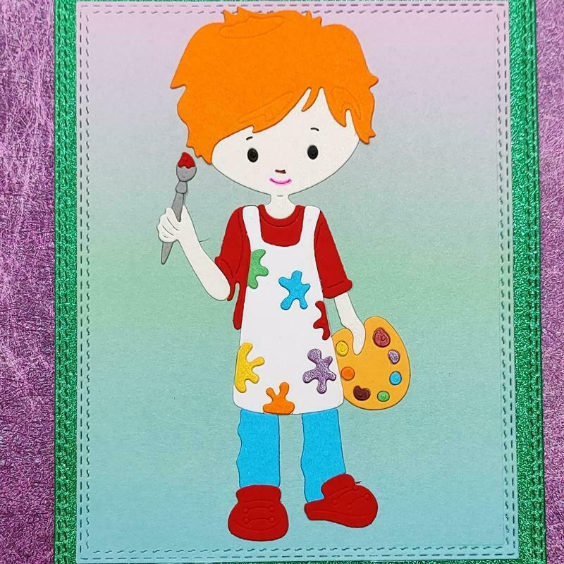 Cartoon Drawing Boy Carbon Steel Cutting Dies DIY Scrapbooking Photo Album Cards