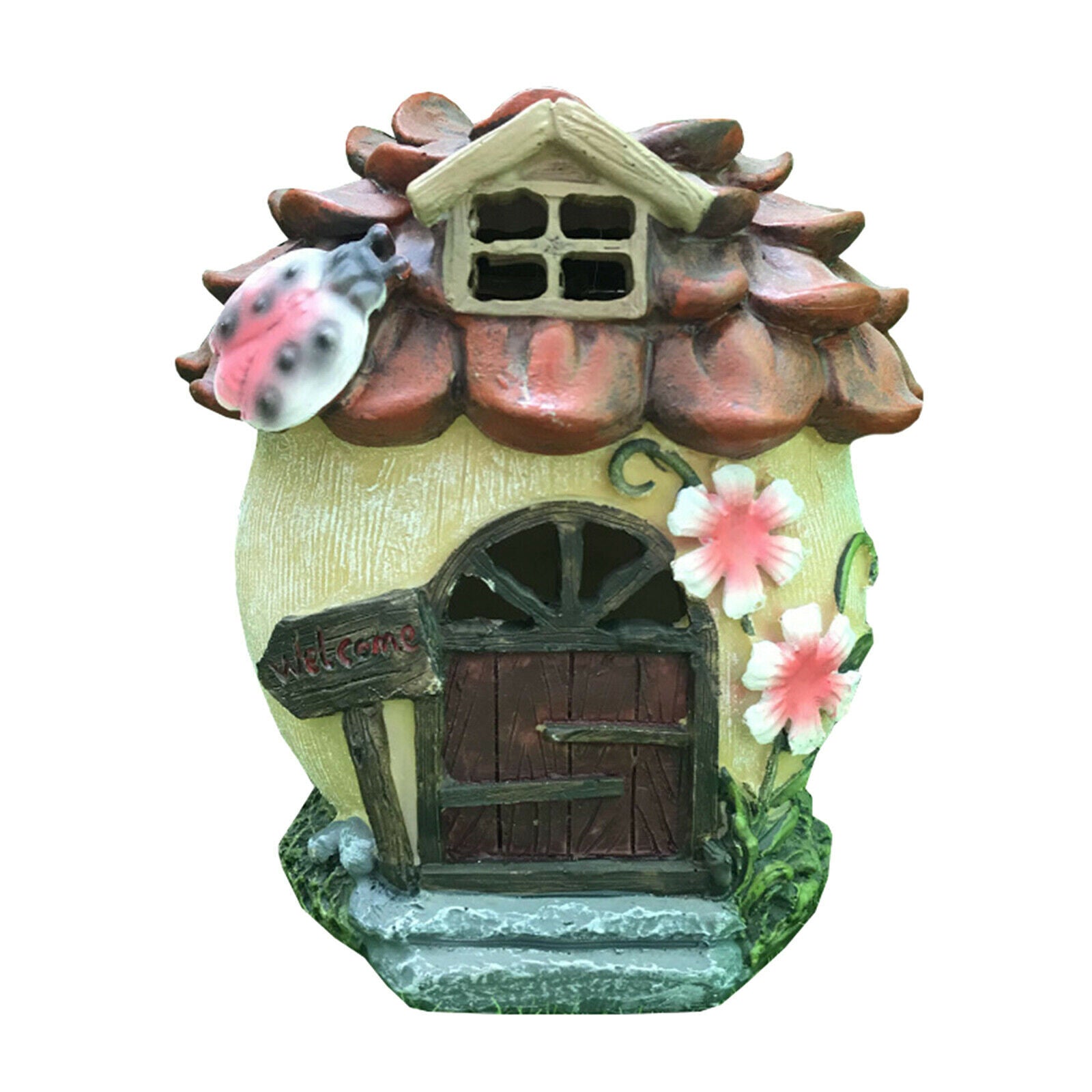 Novelty Fairy House Solar Garden Statues Patio Waterproof Abstract Sculpture