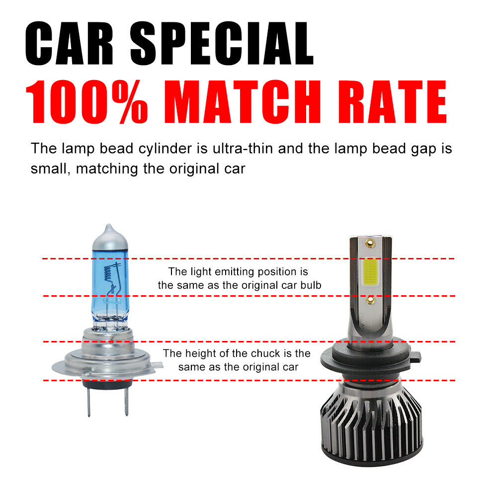1Pair Auto Car 9012 Mini Led Headlights Headlamps 72W/Set 16000LM 6000K White