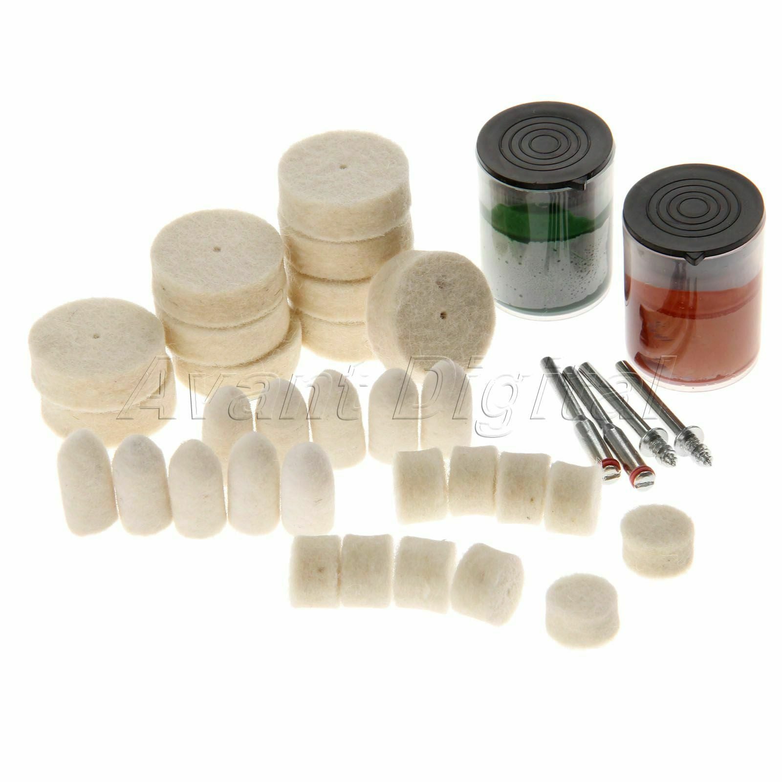 36Pcs 1/8" Soft Felt Polishing Kits Rotary Compound Set Buffing Burr Wheel Tools