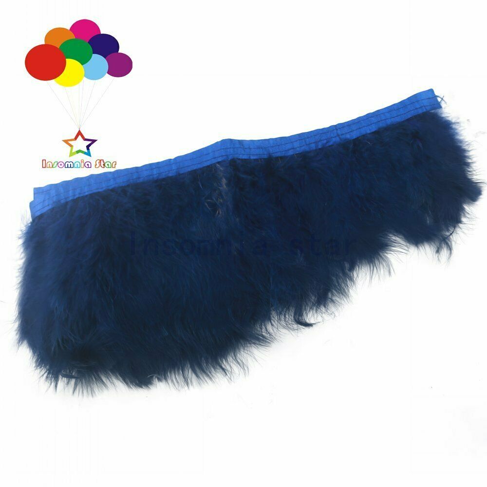 Navy 2 Meter 6-7 inch Fluffy Marabou Turkey Feathers Trims for Crafts Jewelry