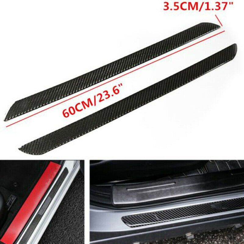 2pcs Door Sill Carbon Fiber Scuff Plate Cover Step Protector for Car Universal
