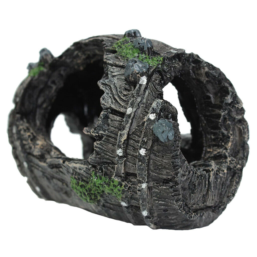 Aquarium Ornament Fish Tank Underwater Stone Breeding Cave Reptile Crawl Log