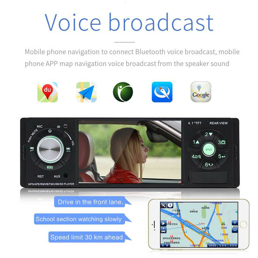 4.1" HD 1Din Car Audio Stereo MP5 Player Bluetooth FM Radio AUX w/Remote Control