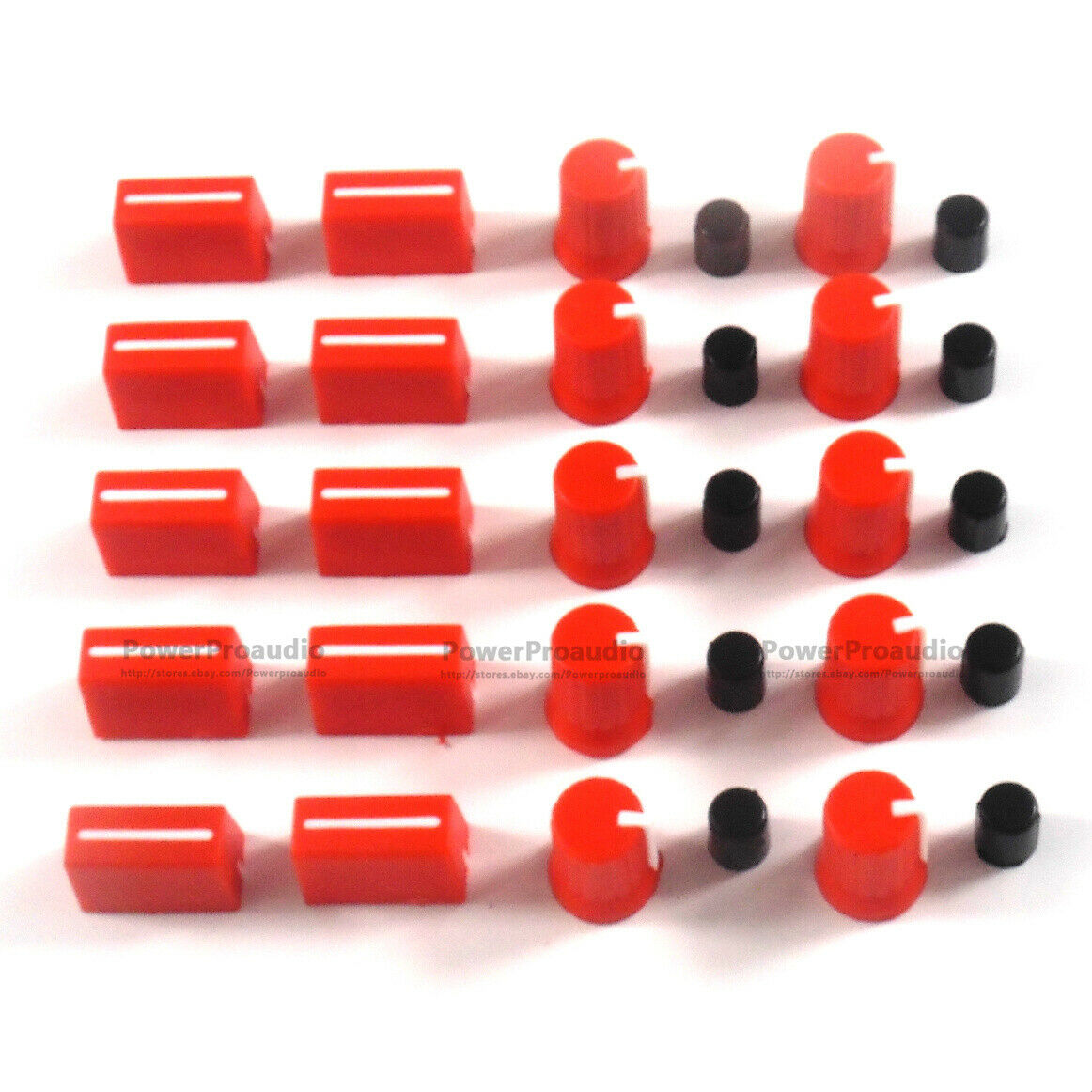 10CS Rotary Knob+10 PCS Fader Cap For Rane Mixer TTM 57 61 62 64 68 (Red)
