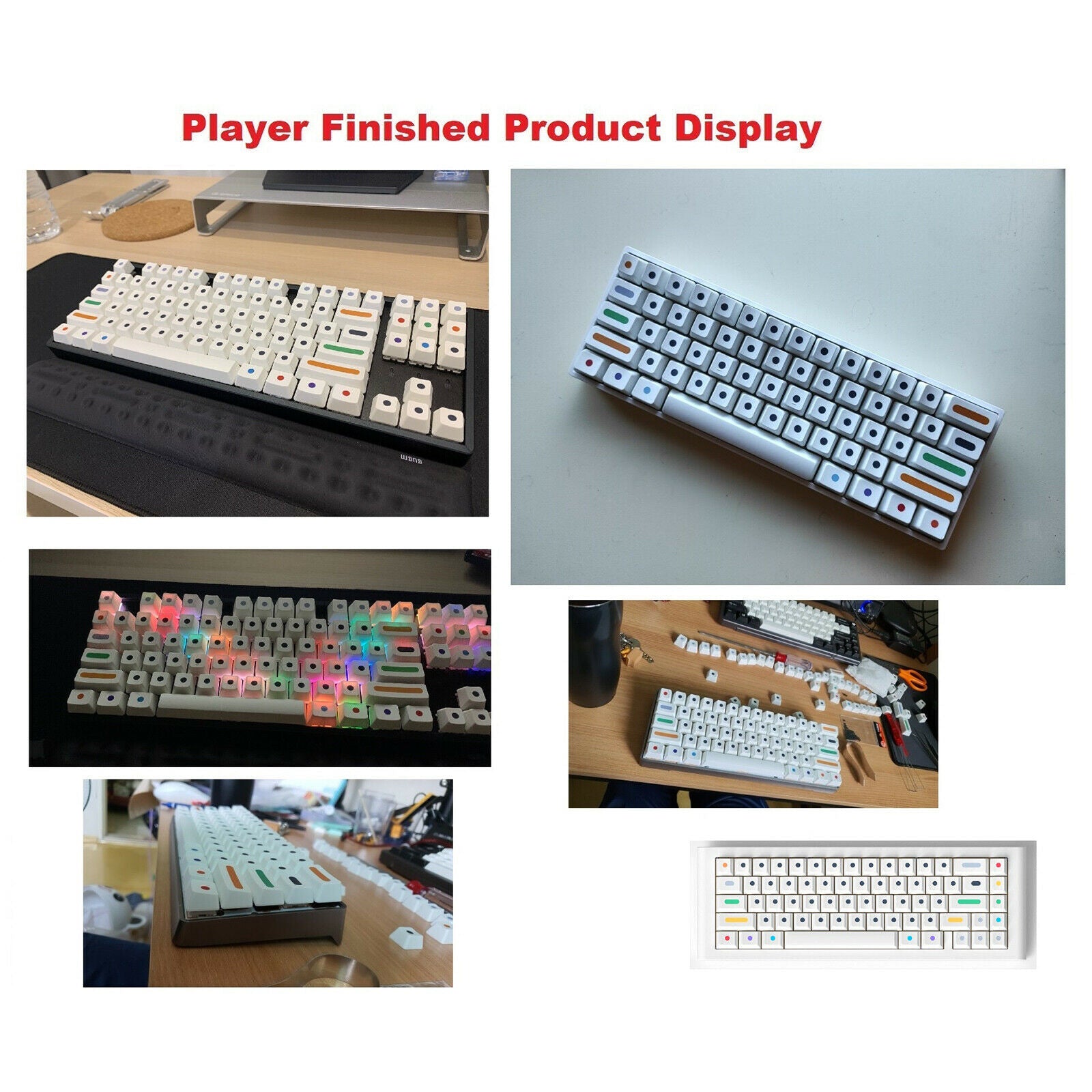 108-key White Dot Mechanical Keyboard Keycaps ANSI Layout For Cherry Mx