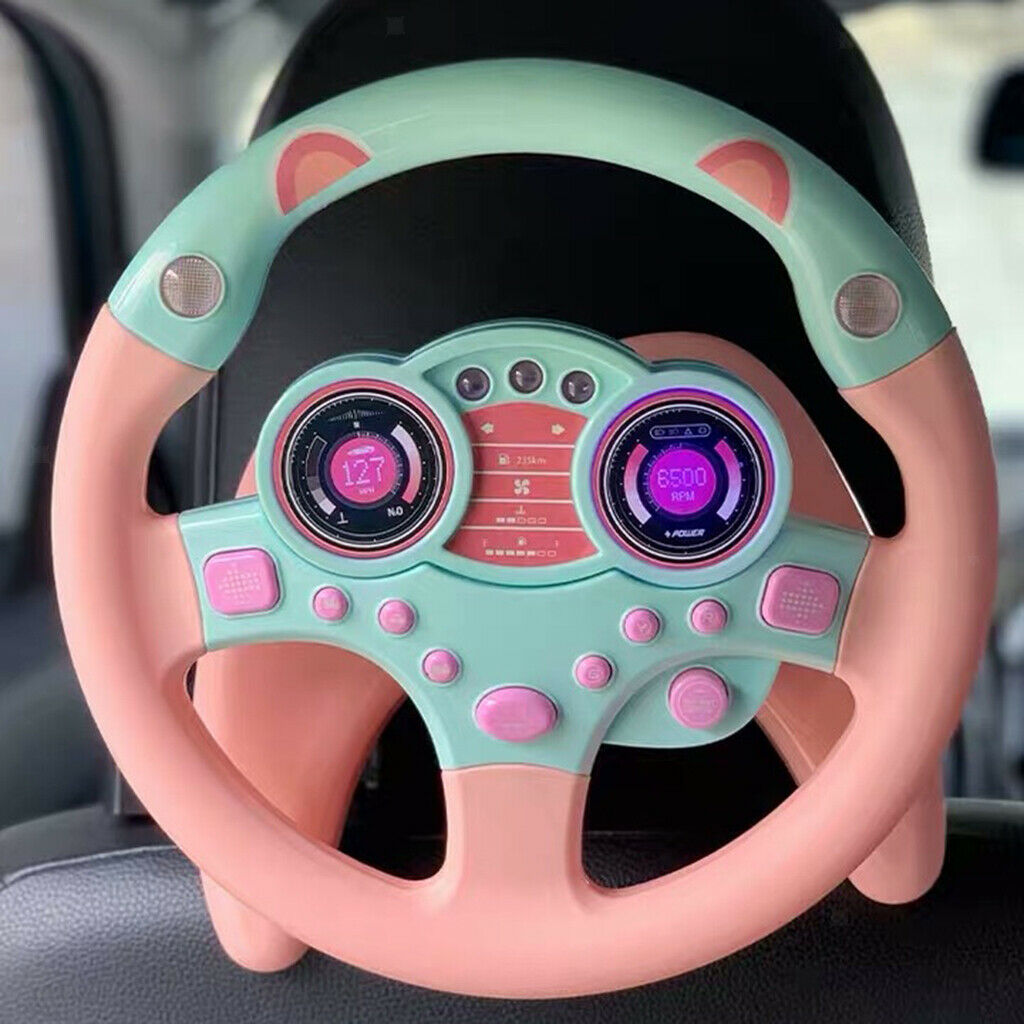Kid Room Decoration Toys Simulates Co- Steering Wheel for Birthday Gift - Pink