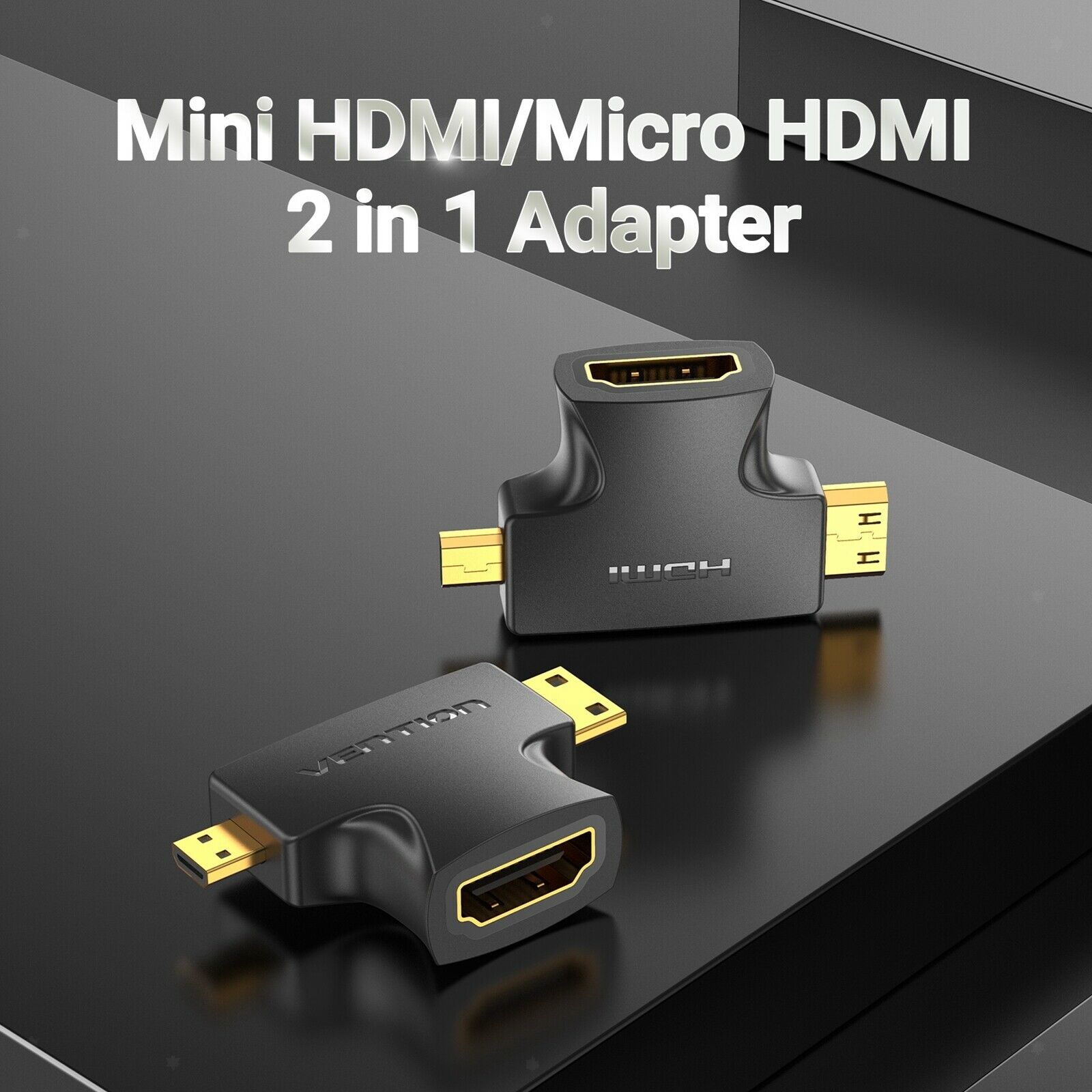 Mini HDMI Male + Micro HDMI Male to HDMI Adapter for Camera DSLR Video Card