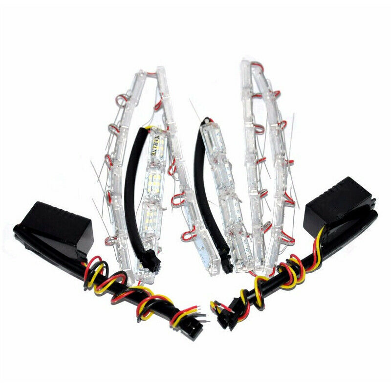 2x 12V Dual Color Tearful Eyes LED Turn Signal Daytime Running Light White Amber
