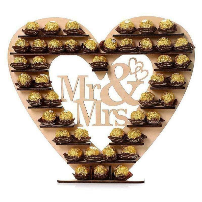 Wedding Wooden Ornaments Mr&Mrs Chocolate Stand Display Candy Cupcake Desserts