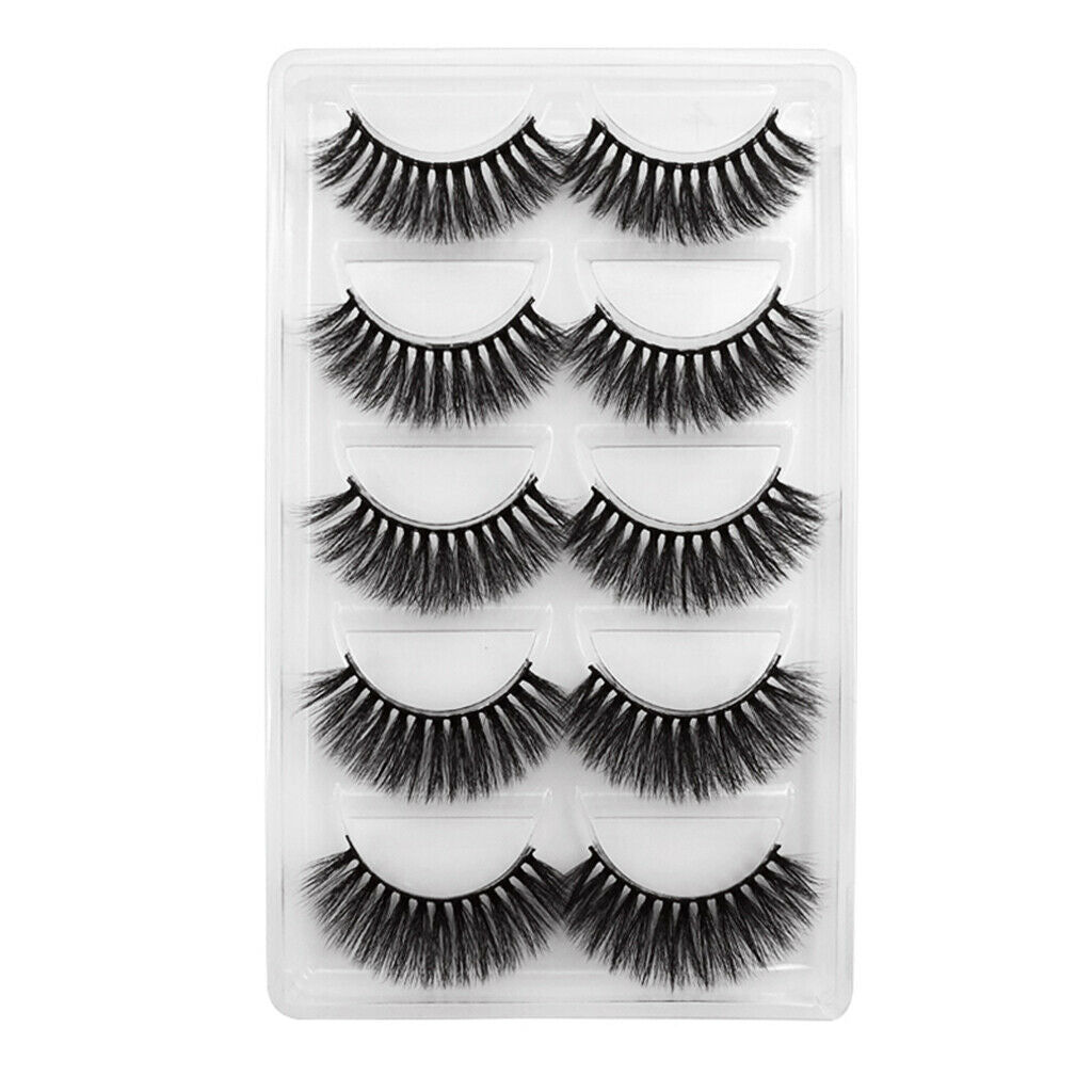5 Pairs Mink Long Messy Cross Thick False Eyelashes for Lash Extension G904