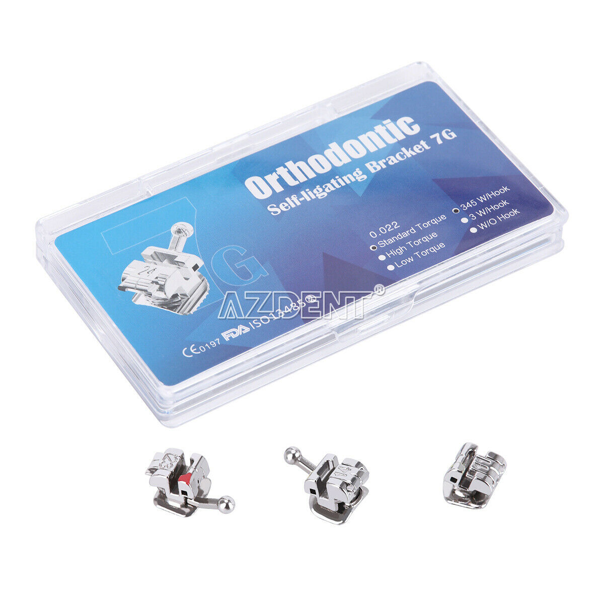 5XDental Metal Self-Ligating Brackets with Movable Hook Standard Turque 345Hook