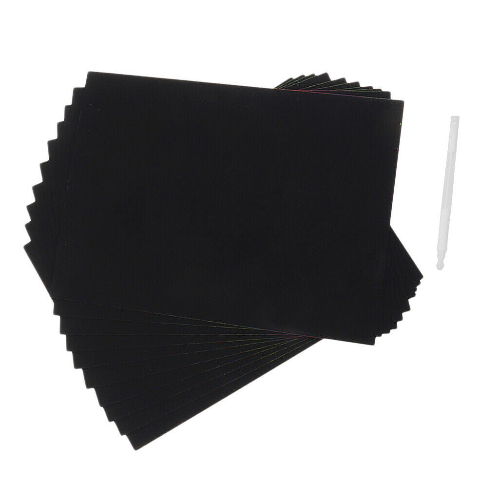 10 Sheets A4 Art Scratch Paper Stripe Scraping Paint Drawing with Stick Paint