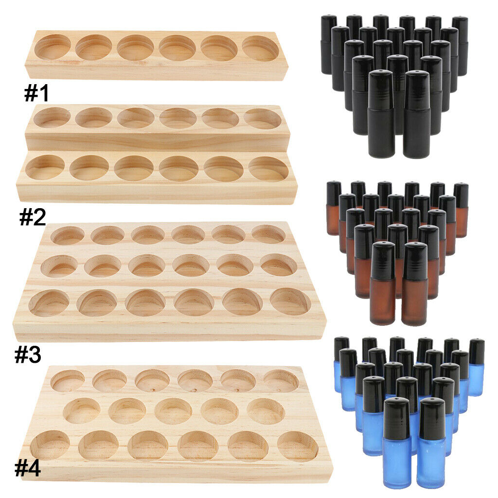 6 Slots Wood Perfume Essential Oil Display Storage Organizer Rack Stand Holder