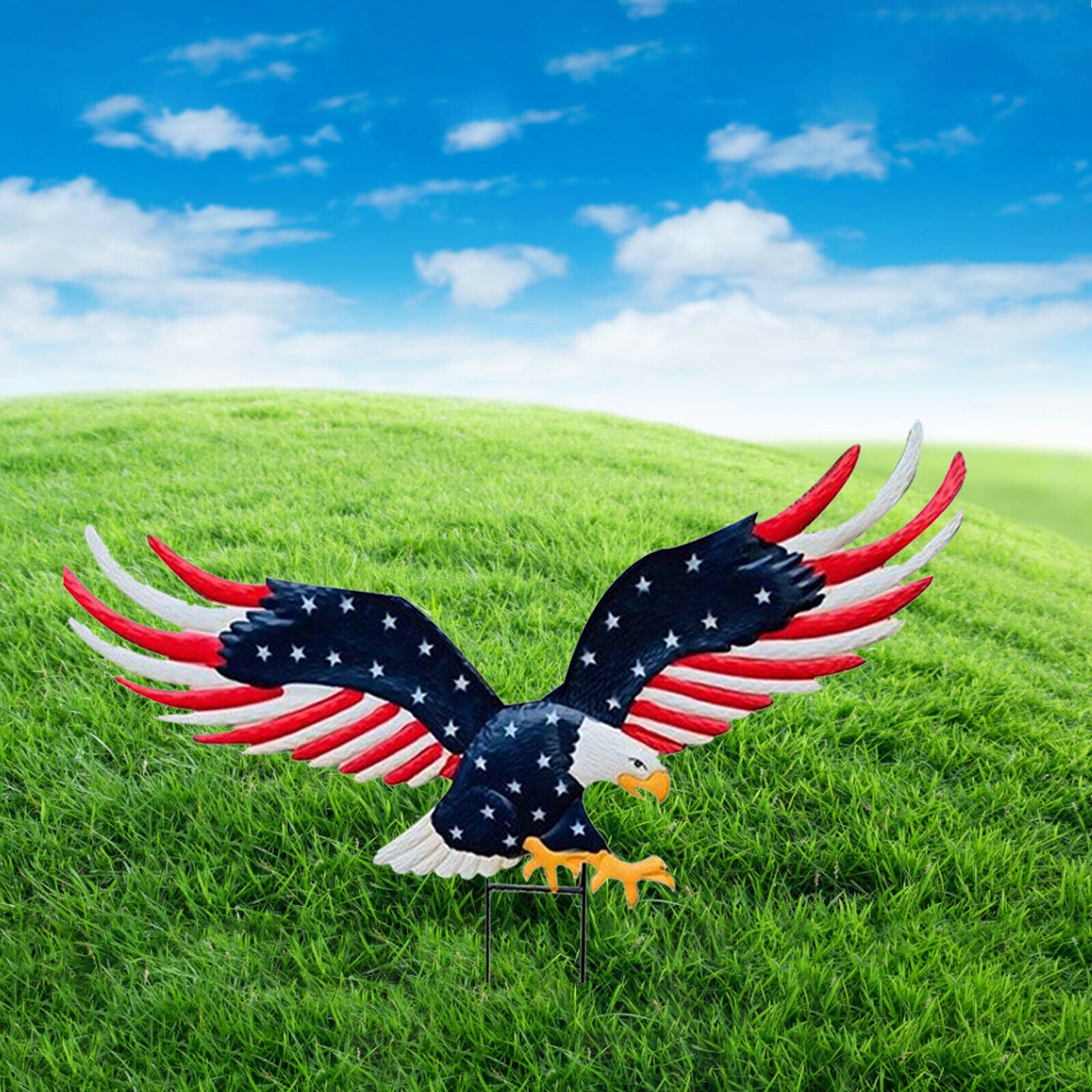 American Eagle Garden Decoration Ground Plug in Lawn Outdoor Yard Decor Crafts